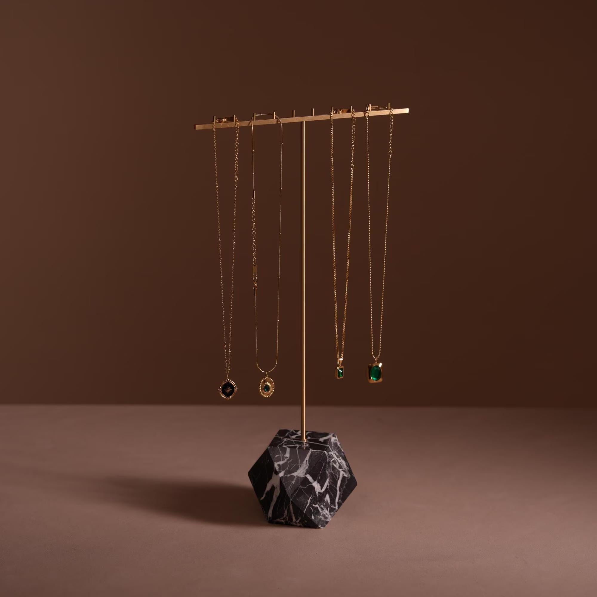 Marble Brass Jewelry Stand