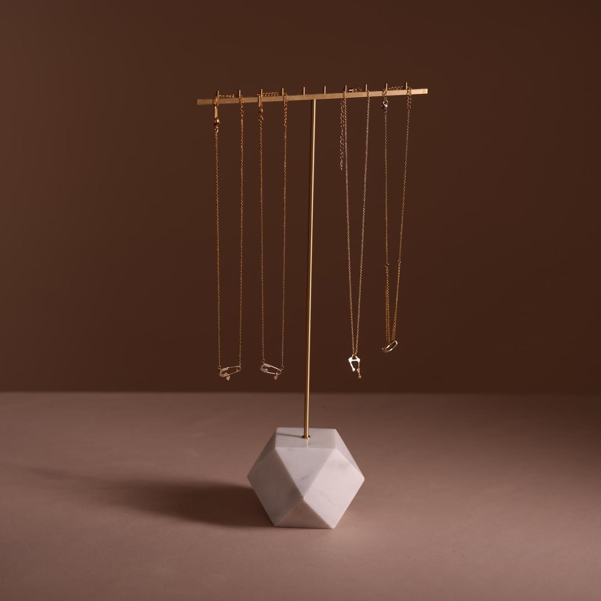 Marble Brass Jewelry Stand