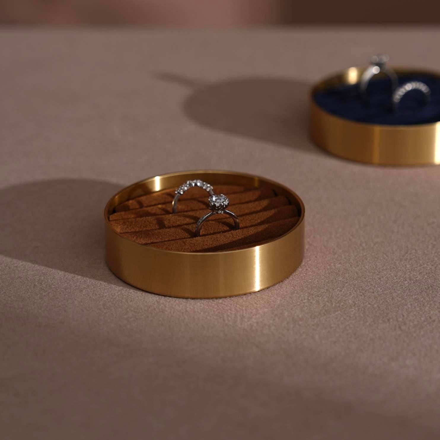 Brass Ring Box – Elegant Wedding Ring Box With Vegan Suede Insert