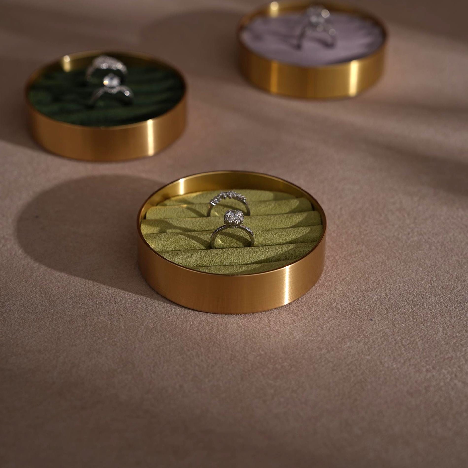 Brass Ring Box – Elegant Wedding Ring Box With Vegan Suede Insert