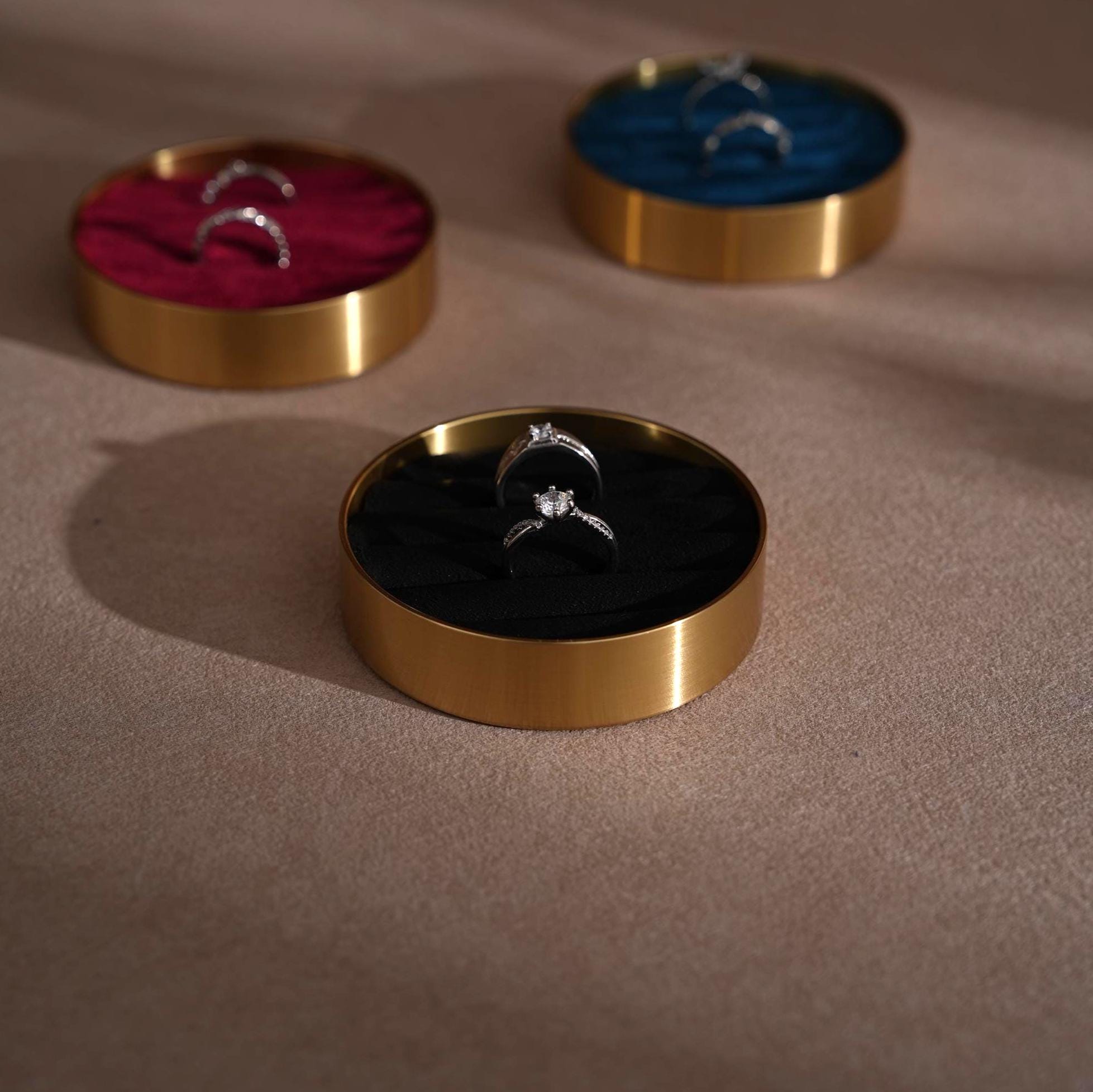 Brass Ring Box – Elegant Wedding Ring Box With Vegan Suede Insert