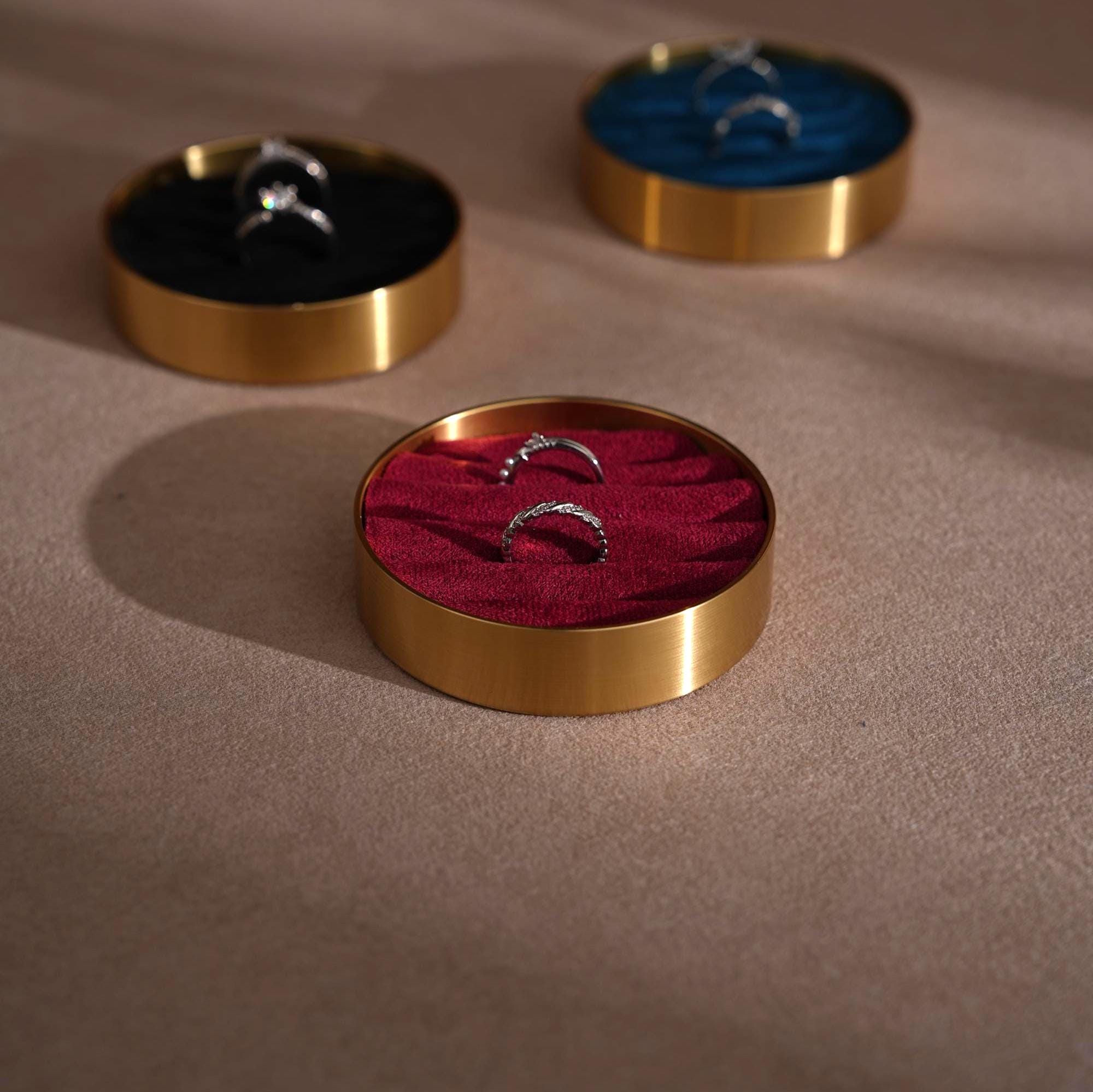 Brass Ring Box – Elegant Wedding Ring Box With Vegan Suede Insert