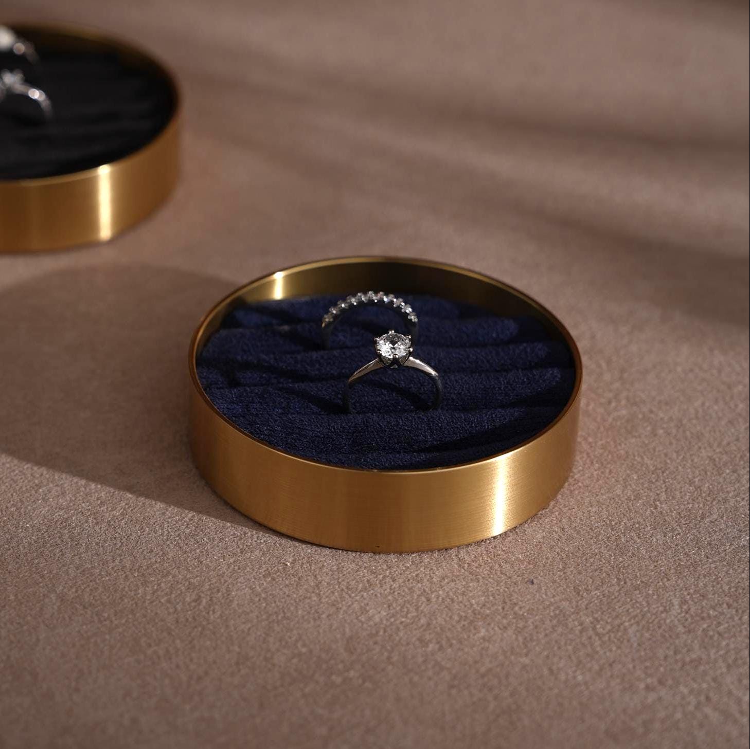 Brass Ring Box – Elegant Wedding Ring Box With Vegan Suede Insert