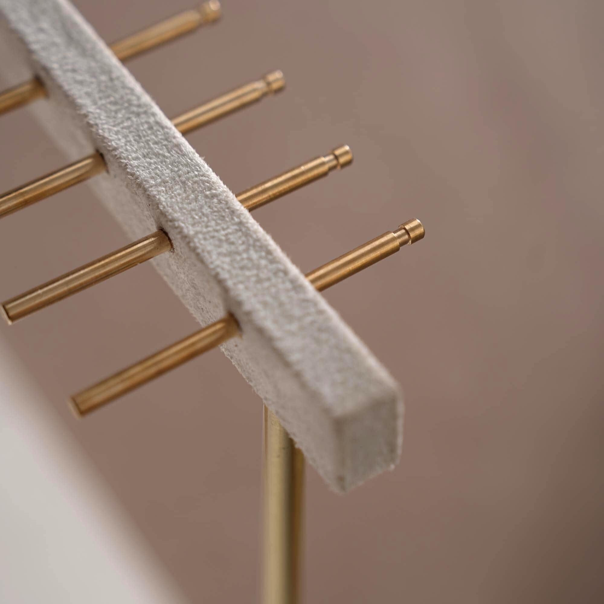 Suede Brass Necklace and Earring Stand