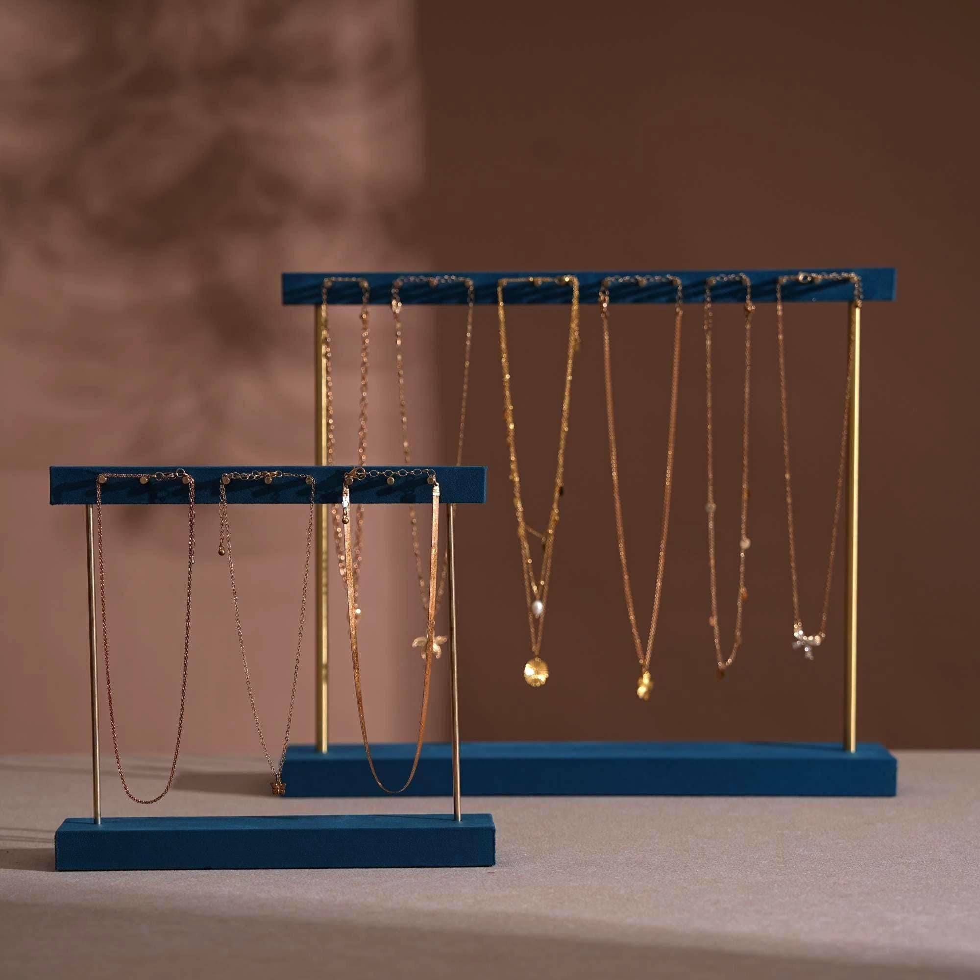 Suede Brass Necklace and Earring Stand