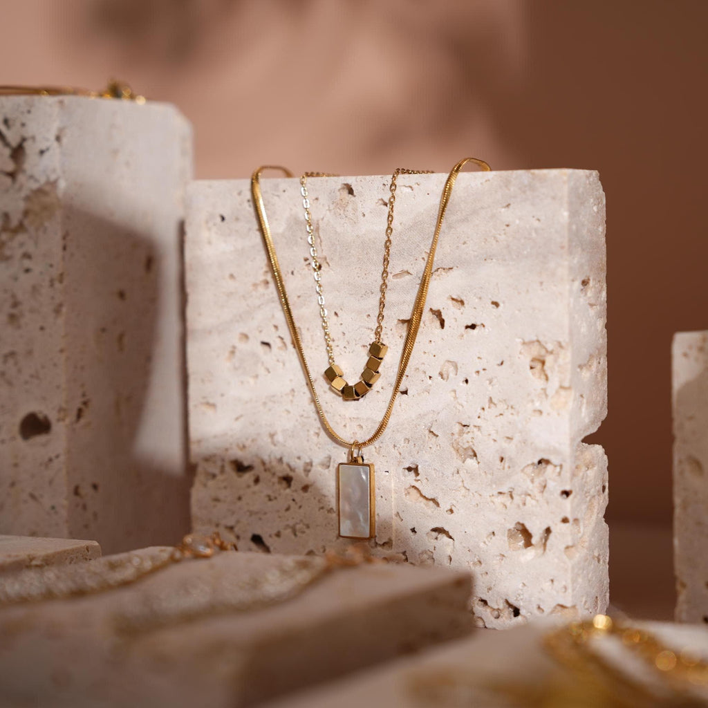 Yellow Travertine Jewelry Display Set: 22-Piece Boutique Collection