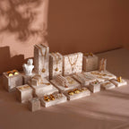 Yellow Travertine Jewelry Display Set: 22-Piece Boutique Collection