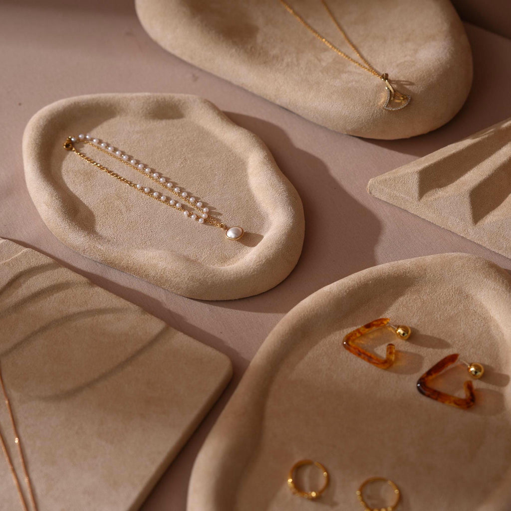 Minimalist Beige Suede Trays