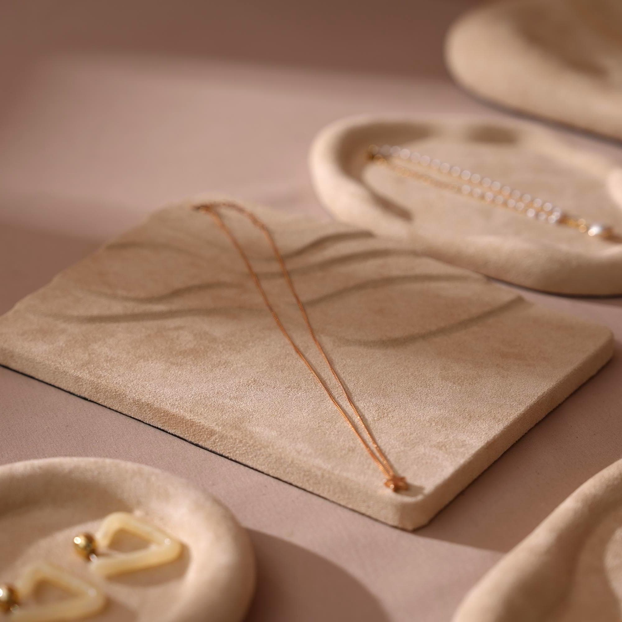 Minimalist Beige Suede Trays