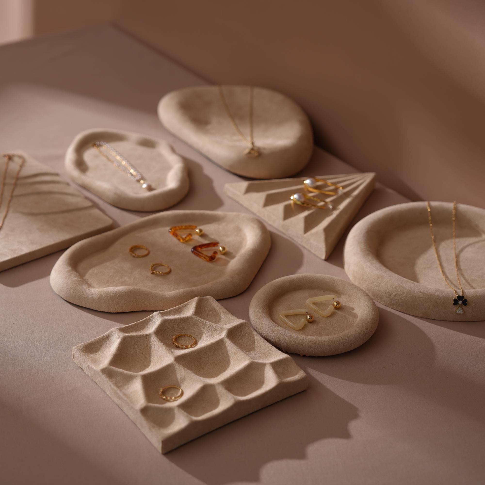 Minimalist Beige Suede Trays