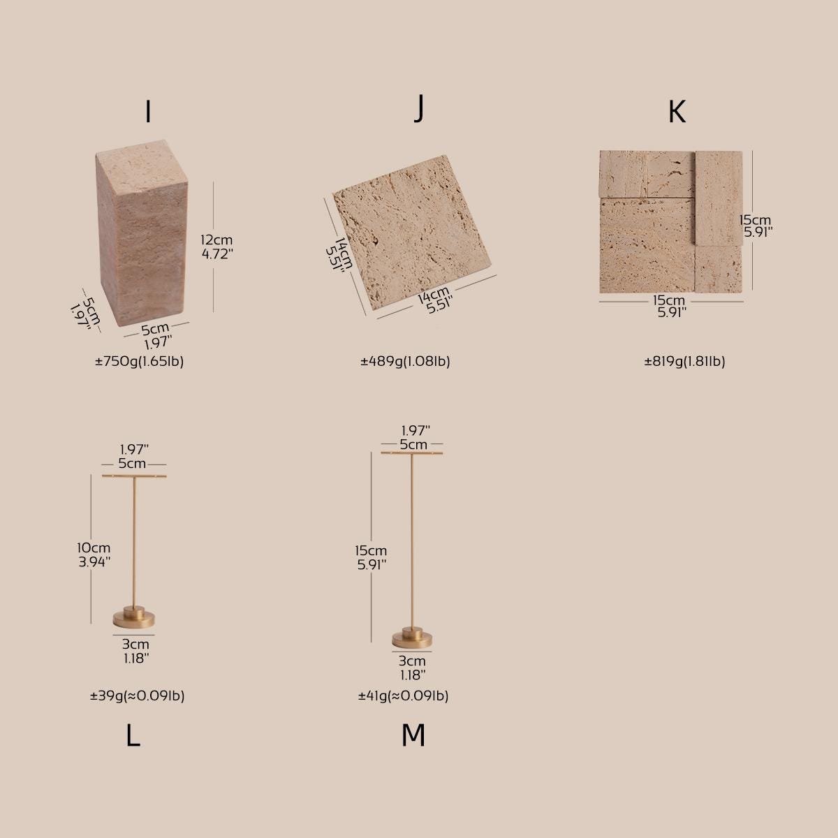 Yellow Travertine Jewelry Display Set