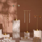 Yellow Travertine Jewelry Display Set | 17-Piece Natural Stone Collection