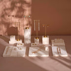 Yellow Travertine Jewelry Display Set | 17-Piece Natural Stone Collection