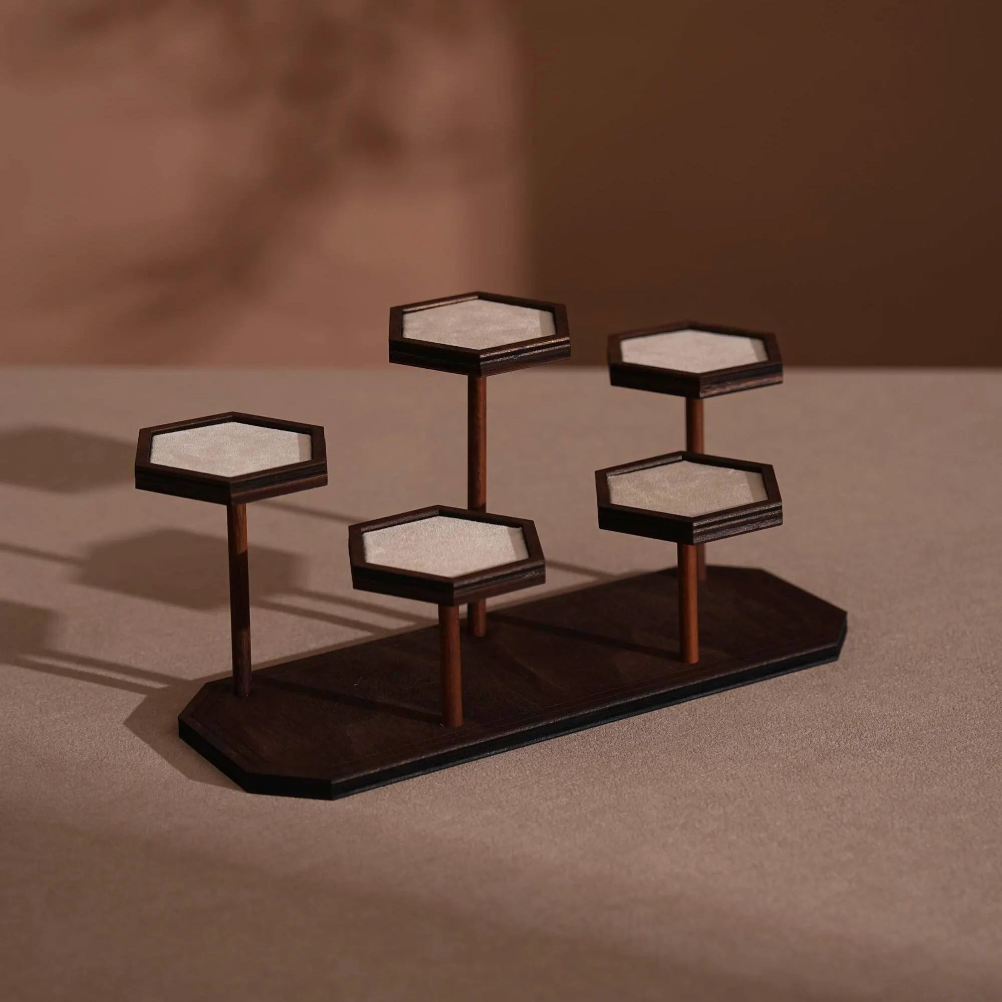 Walnut Veneer Jewelry Vendor Display Set (7-Piece) | 12 Colors