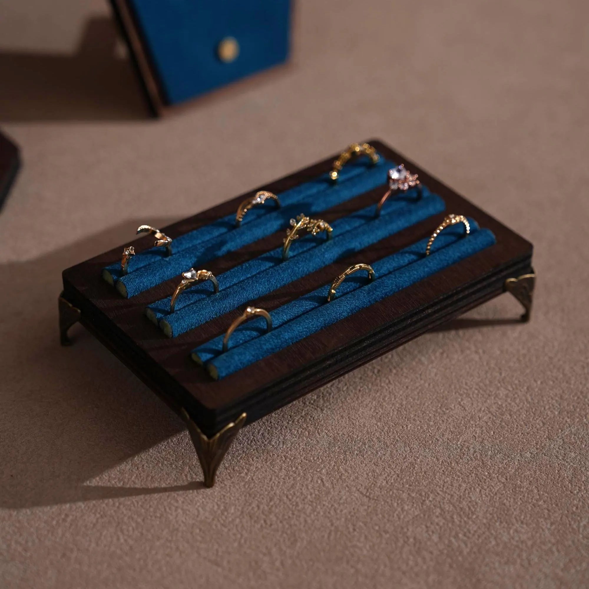 Walnut Veneer Jewelry Vendor Display Set (7-Piece) | 12 Colors