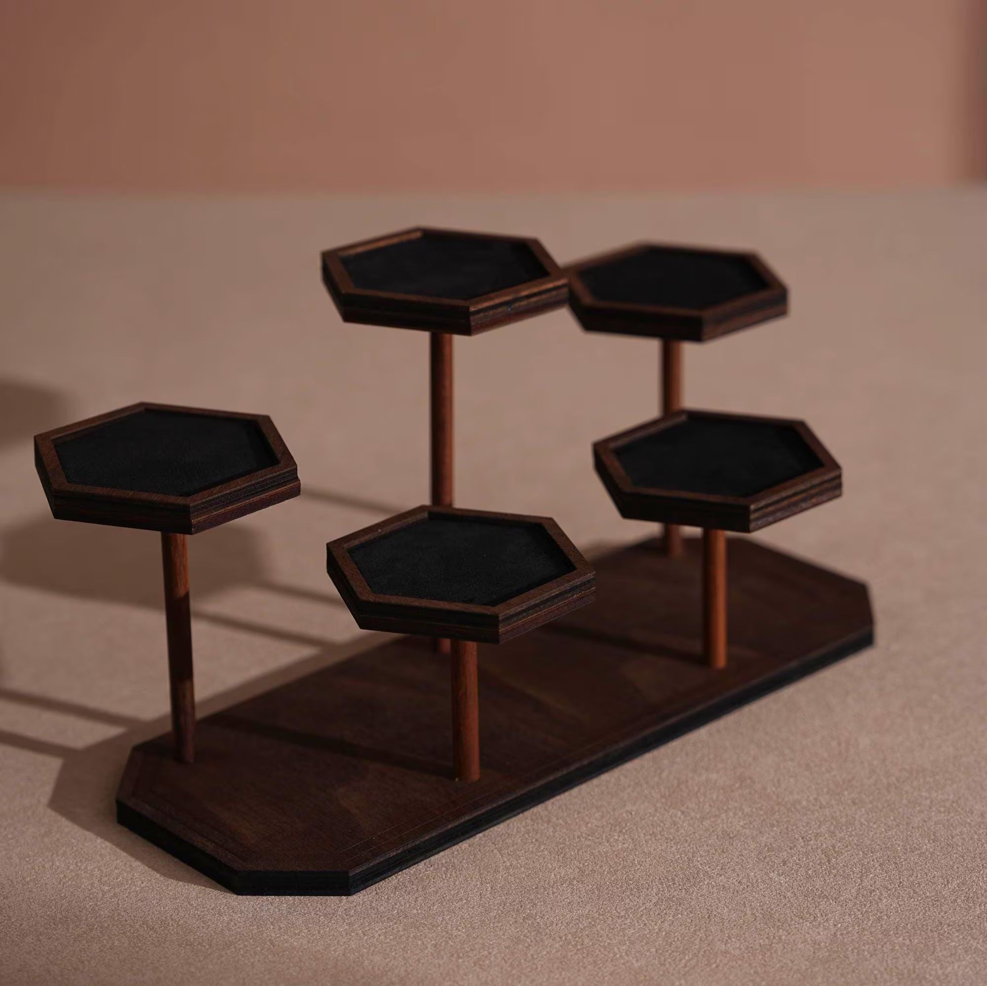 Walnut Veneer Jewelry Vendor Display Set (7-Piece) | 12 Colors