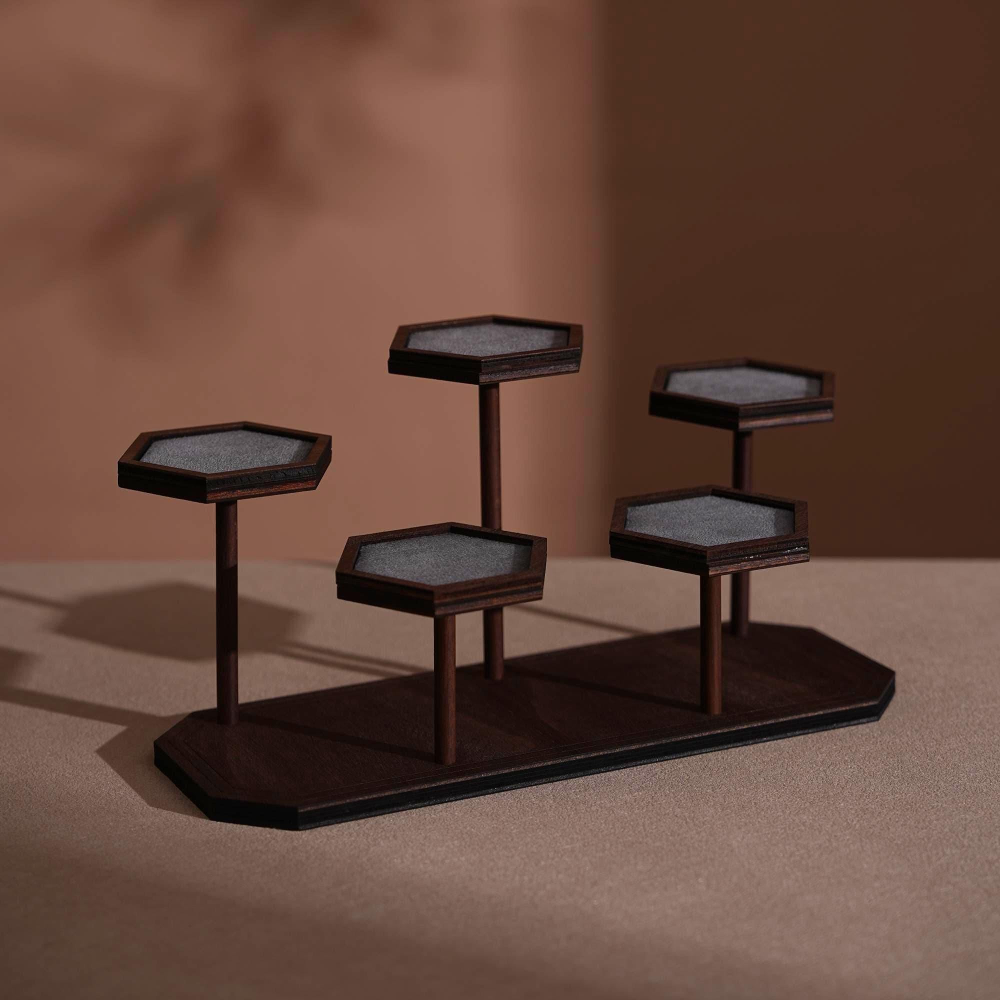 Walnut Veneer Jewelry Vendor Display Set (7-Piece) | 12 Colors