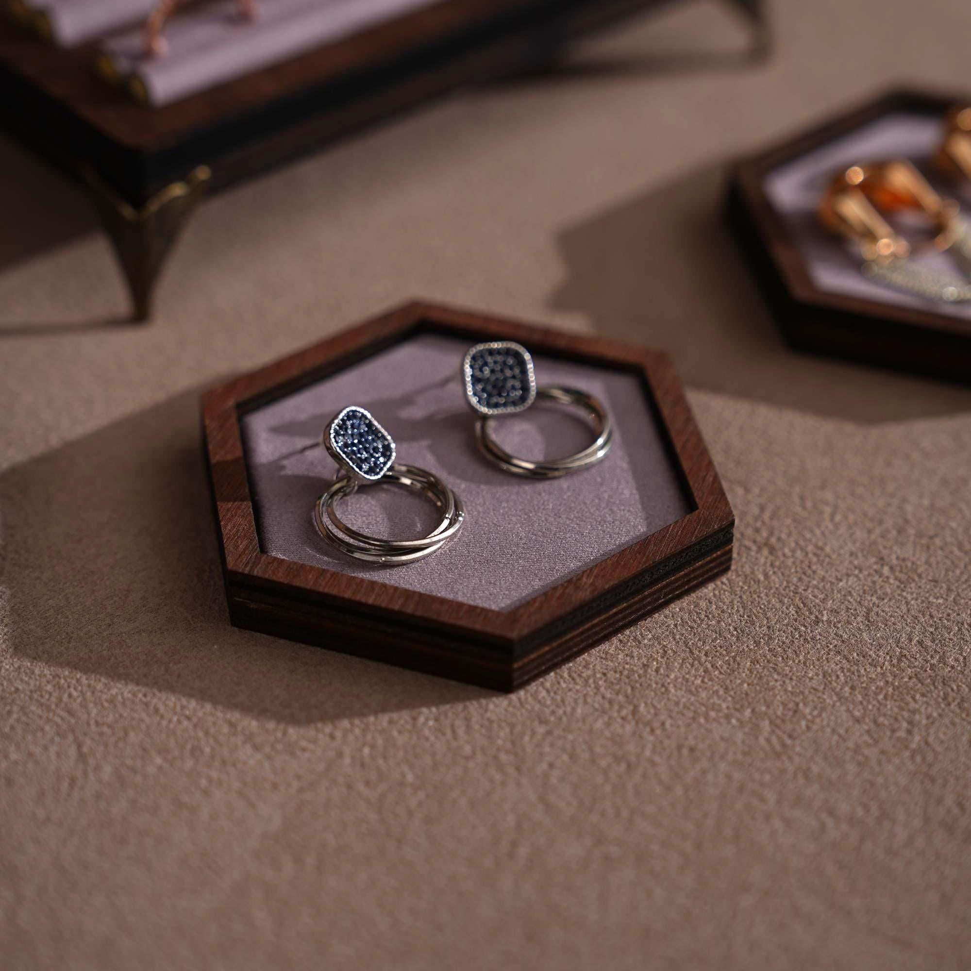 Walnut Veneer Jewelry Vendor Display Set (7-Piece) | 12 Colors