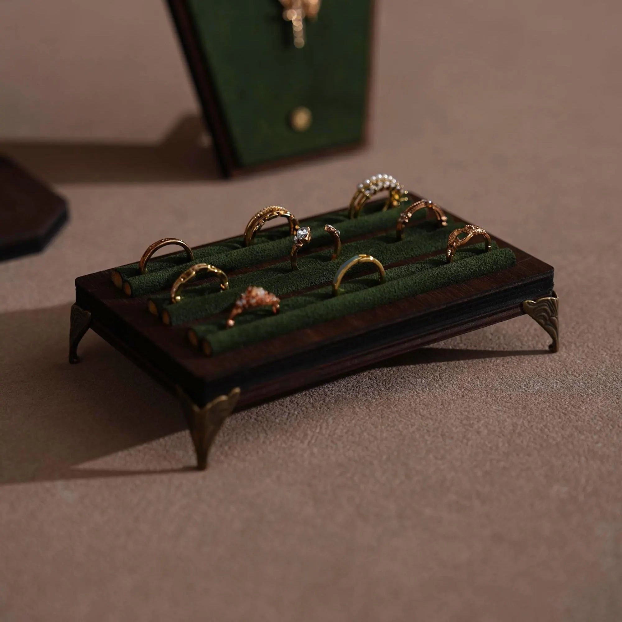 Walnut Veneer Jewelry Vendor Display Set (7-Piece) | 12 Colors