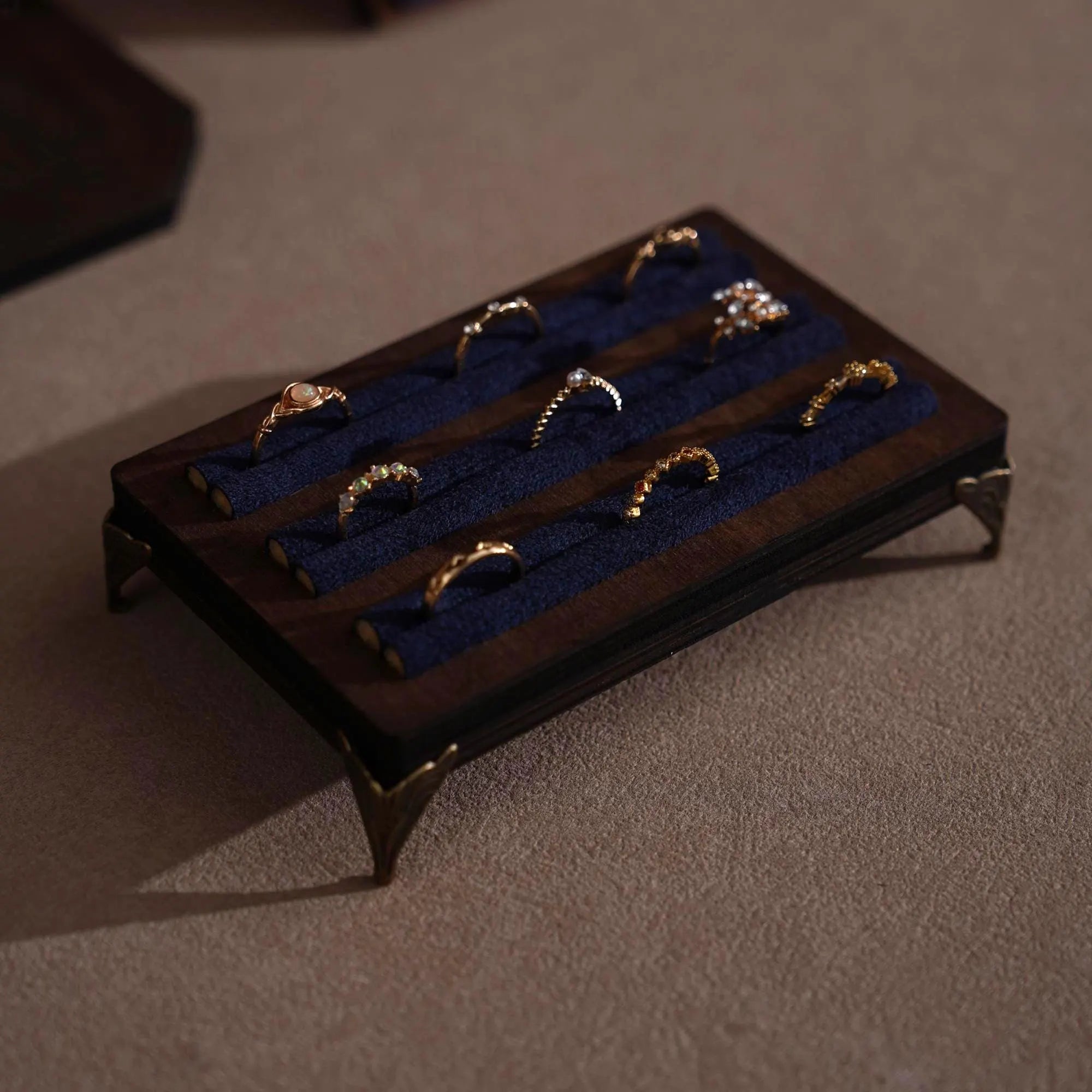 Walnut Veneer Jewelry Vendor Display Set (7-Piece) | 12 Colors