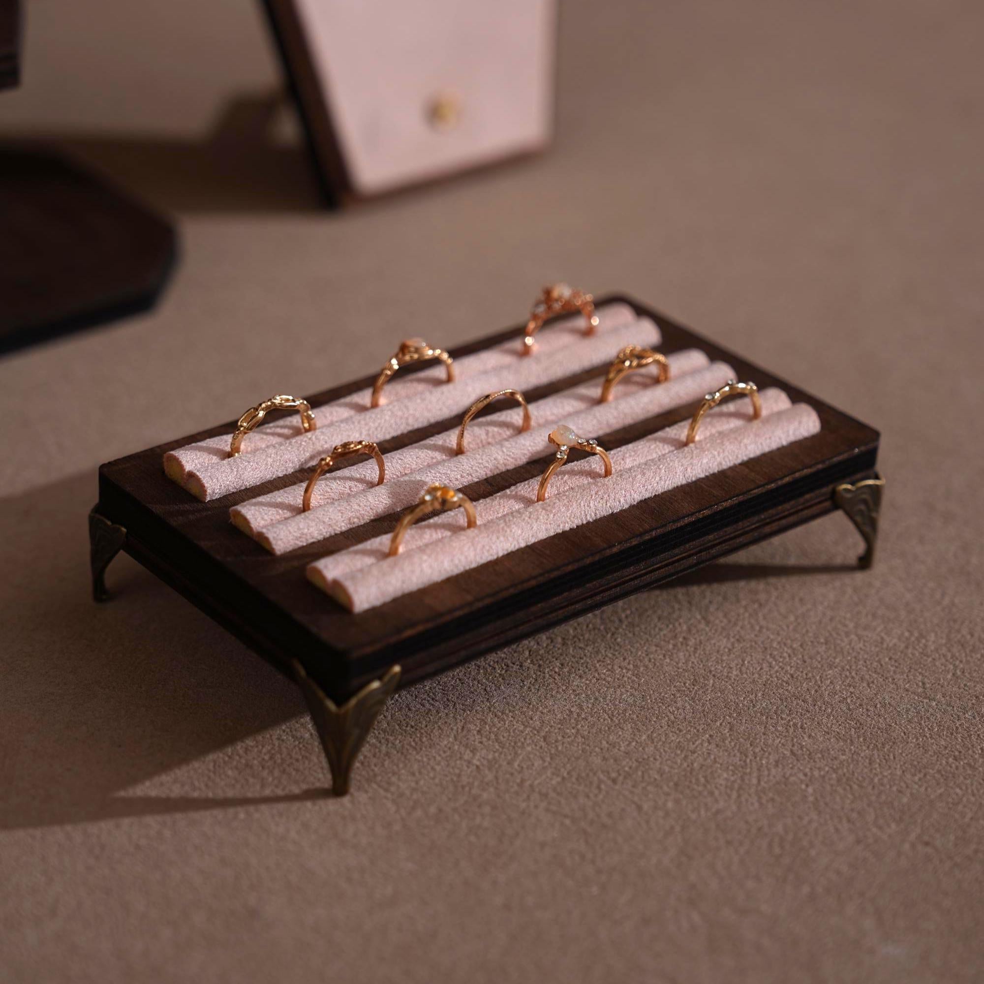 Walnut Veneer Jewelry Vendor Display Set (7-Piece) | 12 Colors