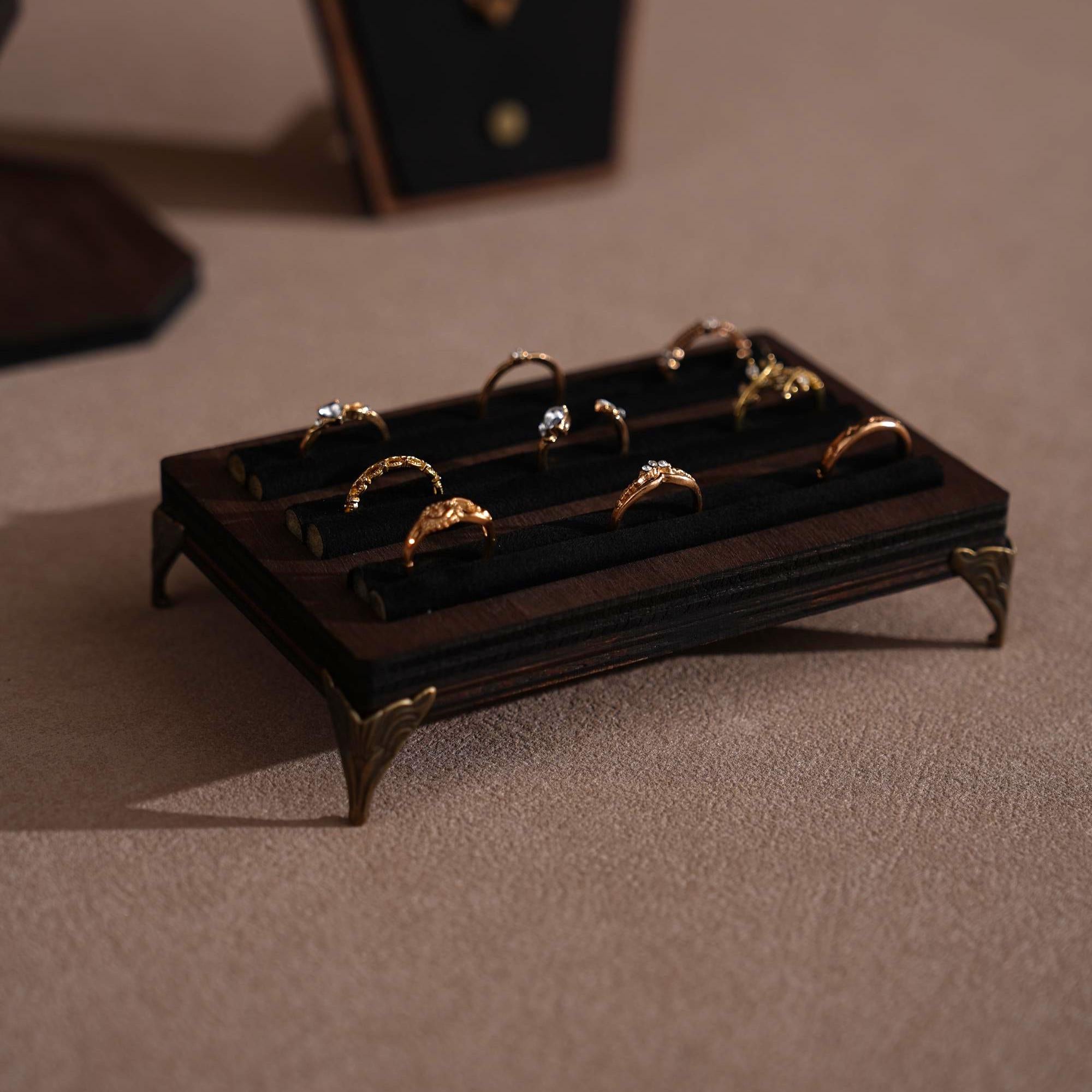 Walnut Veneer Jewelry Vendor Display Set (7-Piece) | 12 Colors