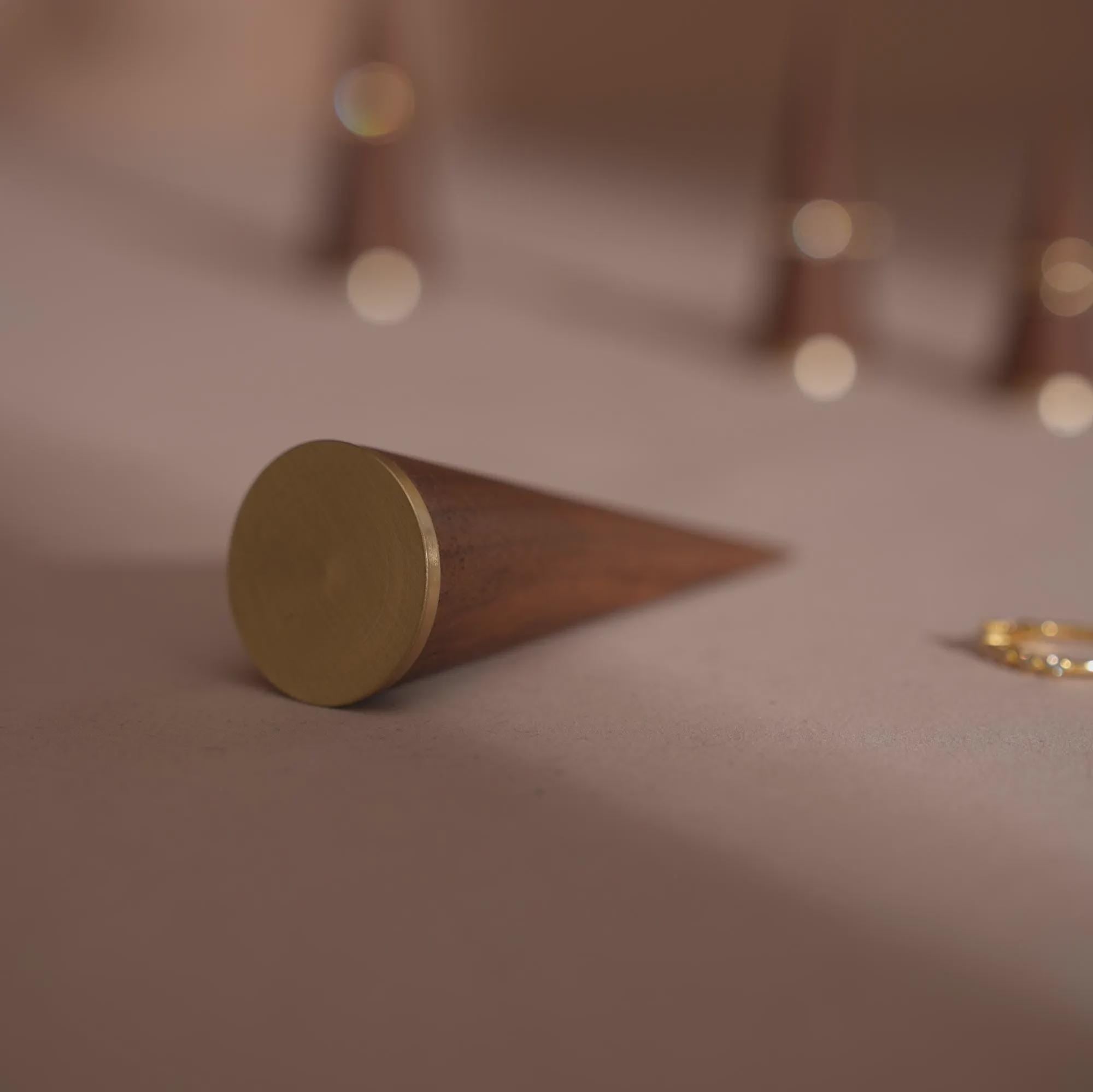 Walnut and Brass Ring Cone