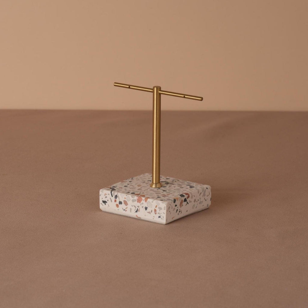 Marble Base Brass Earring Holder – Jewelry Display Stand, Boutique Decor