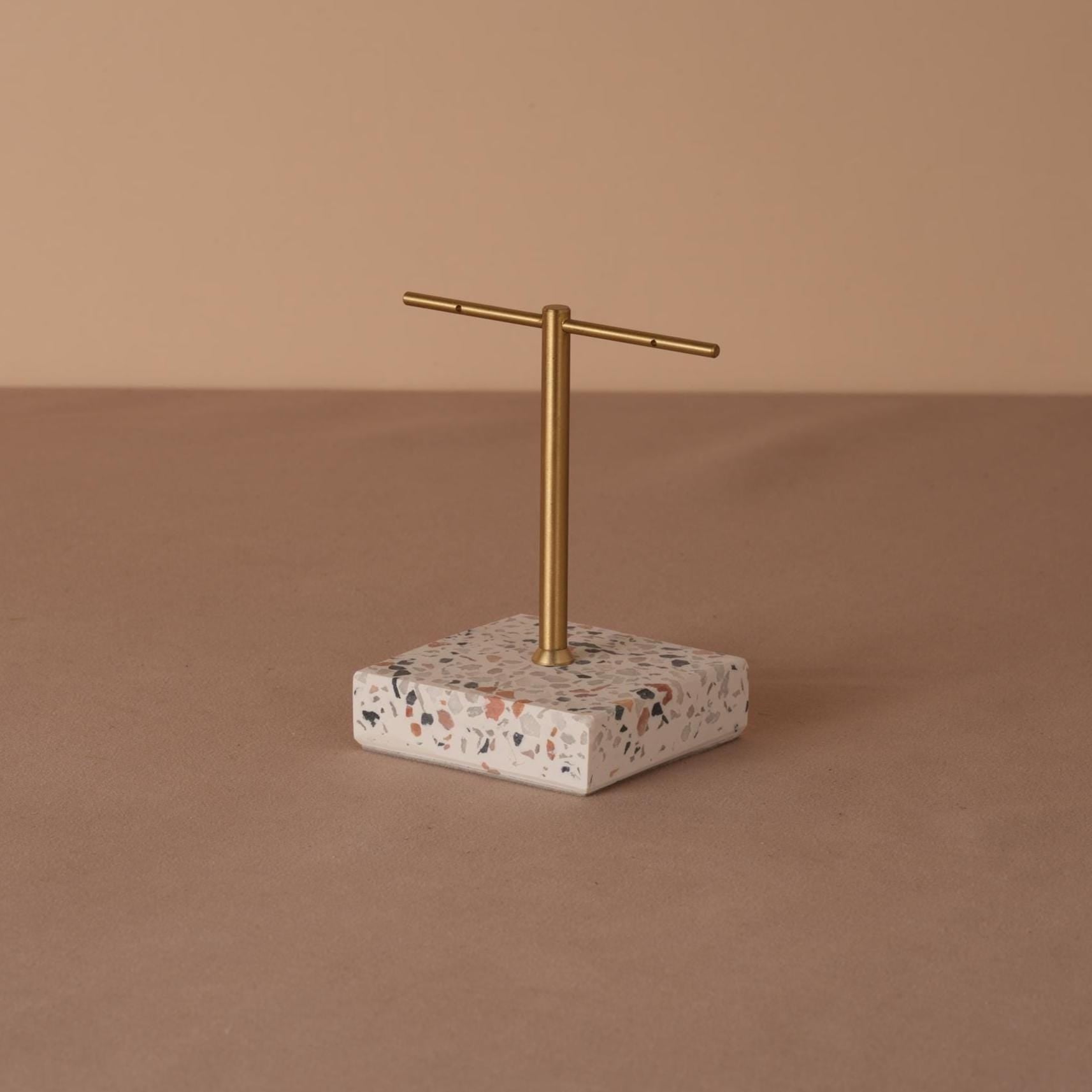 Marble Base Brass Earring Holder – Jewelry Display Stand, Boutique Decor
