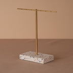 Marble Base Brass Earring Holder – Jewelry Display Stand, Boutique Decor