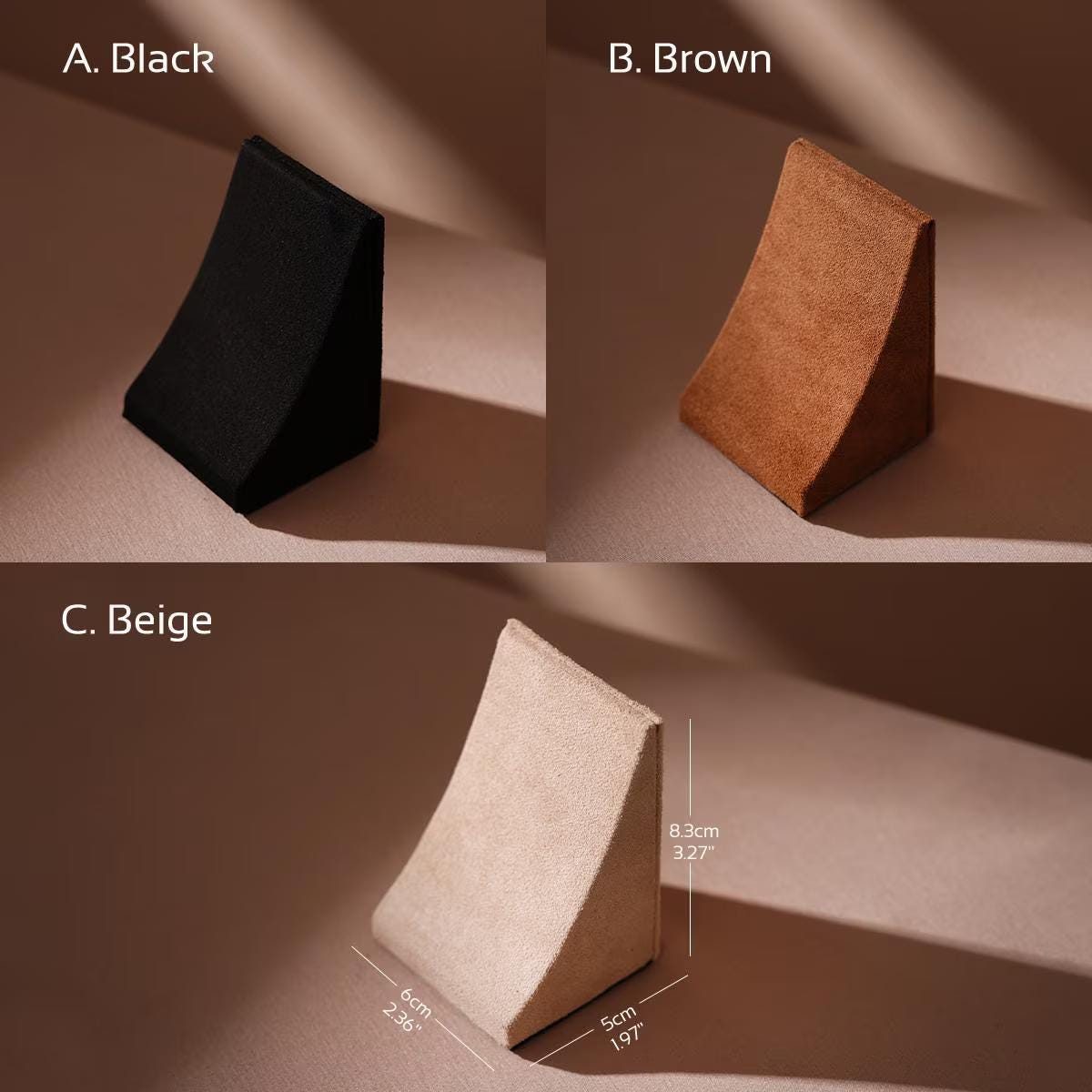 Minimalist Suede Jewelry Display Stand for Earrings and Necklaces