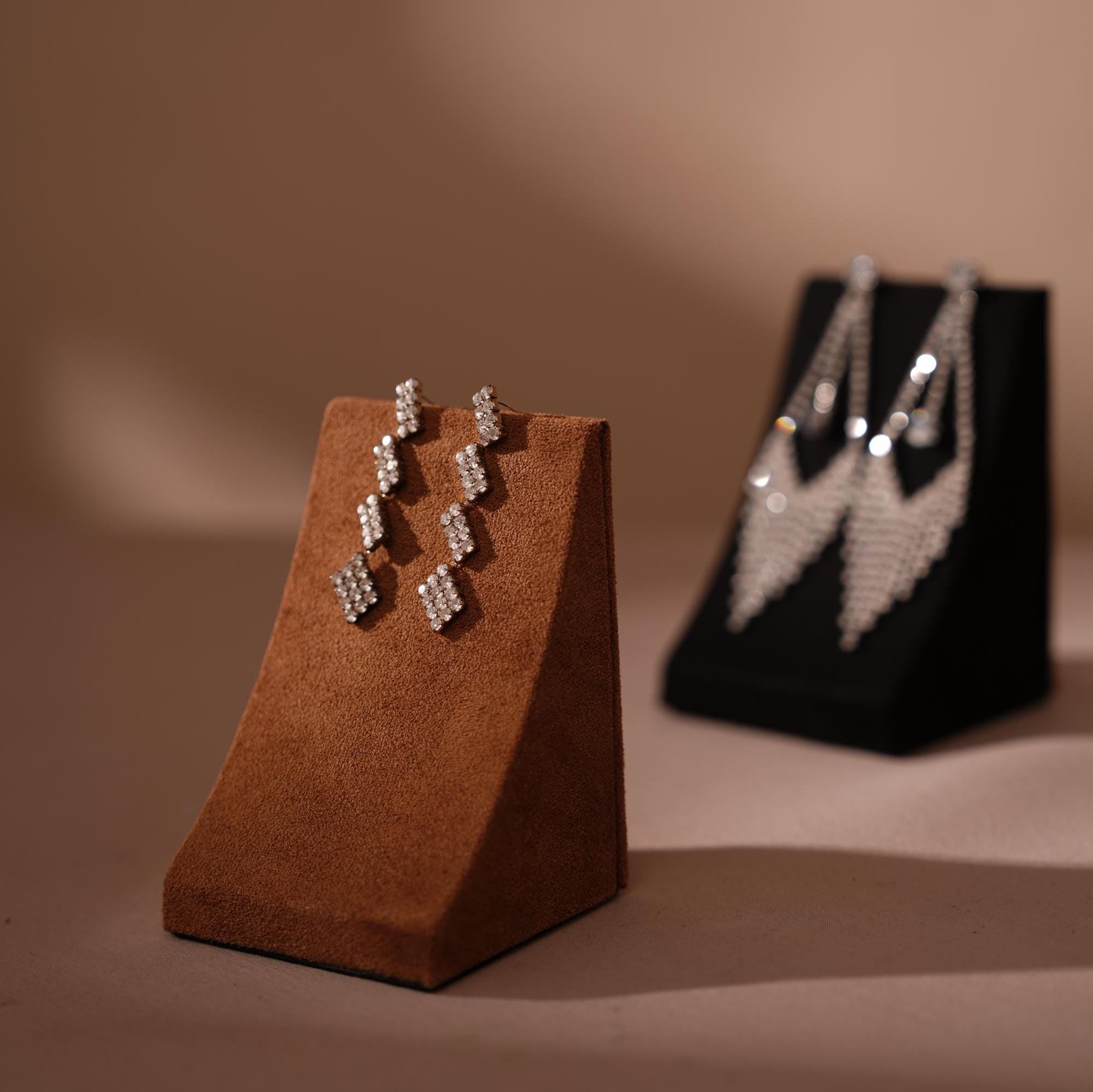 Minimalist Suede Jewelry Display Stand for Earrings and Necklaces