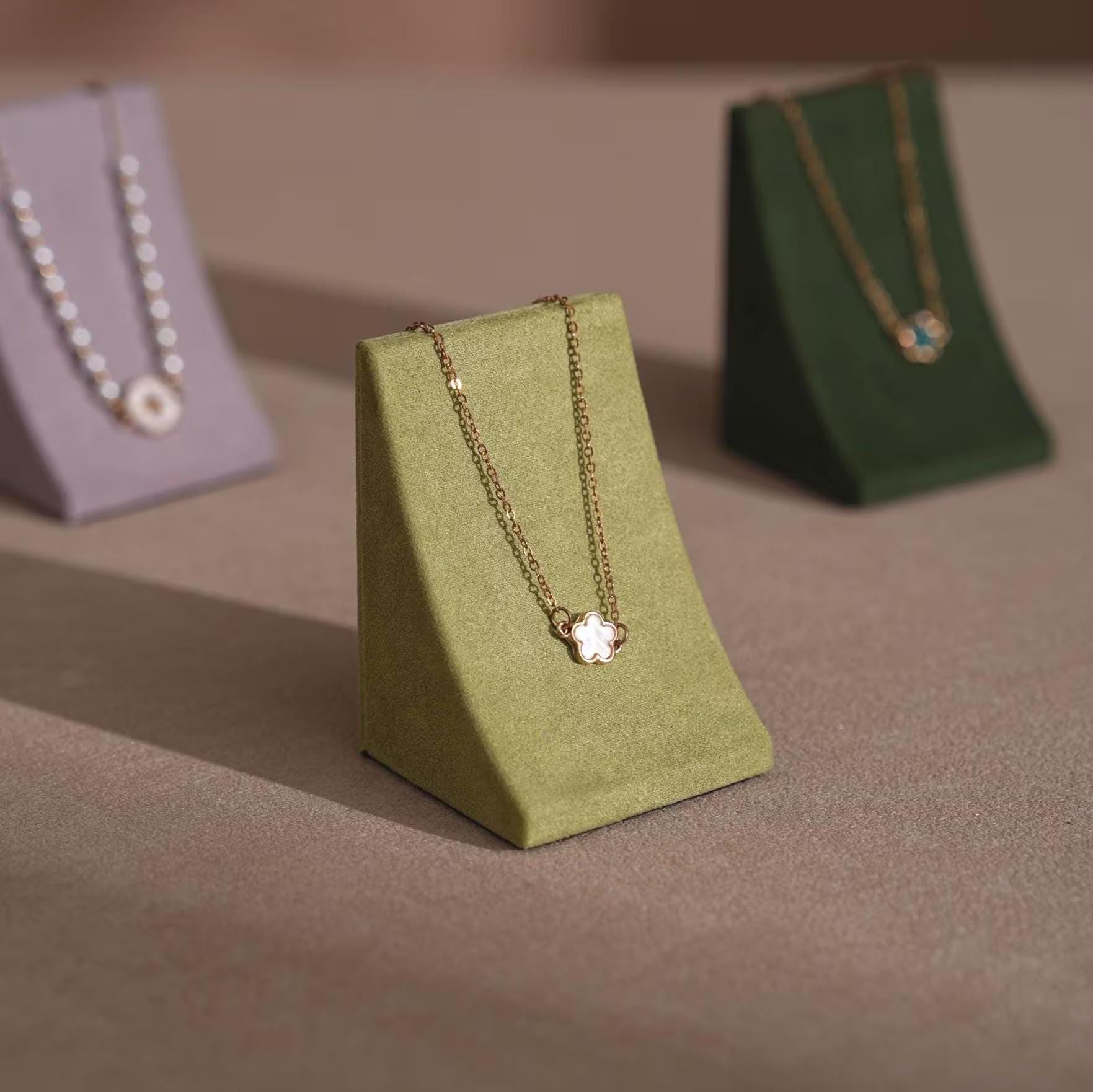 Minimalist Suede Jewelry Display Stand for Earrings and Necklaces