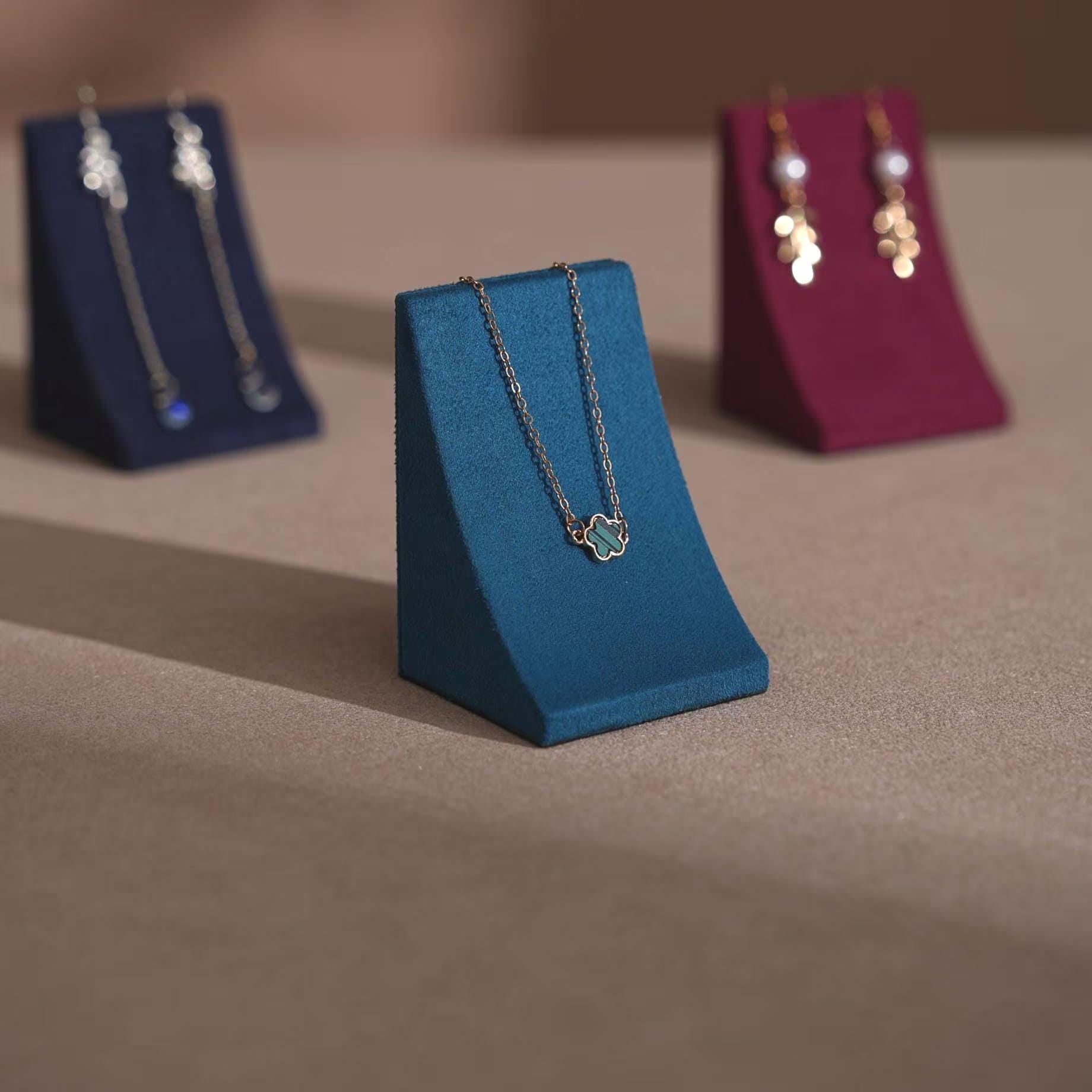 Minimalist Suede Jewelry Display Stand for Earrings and Necklaces