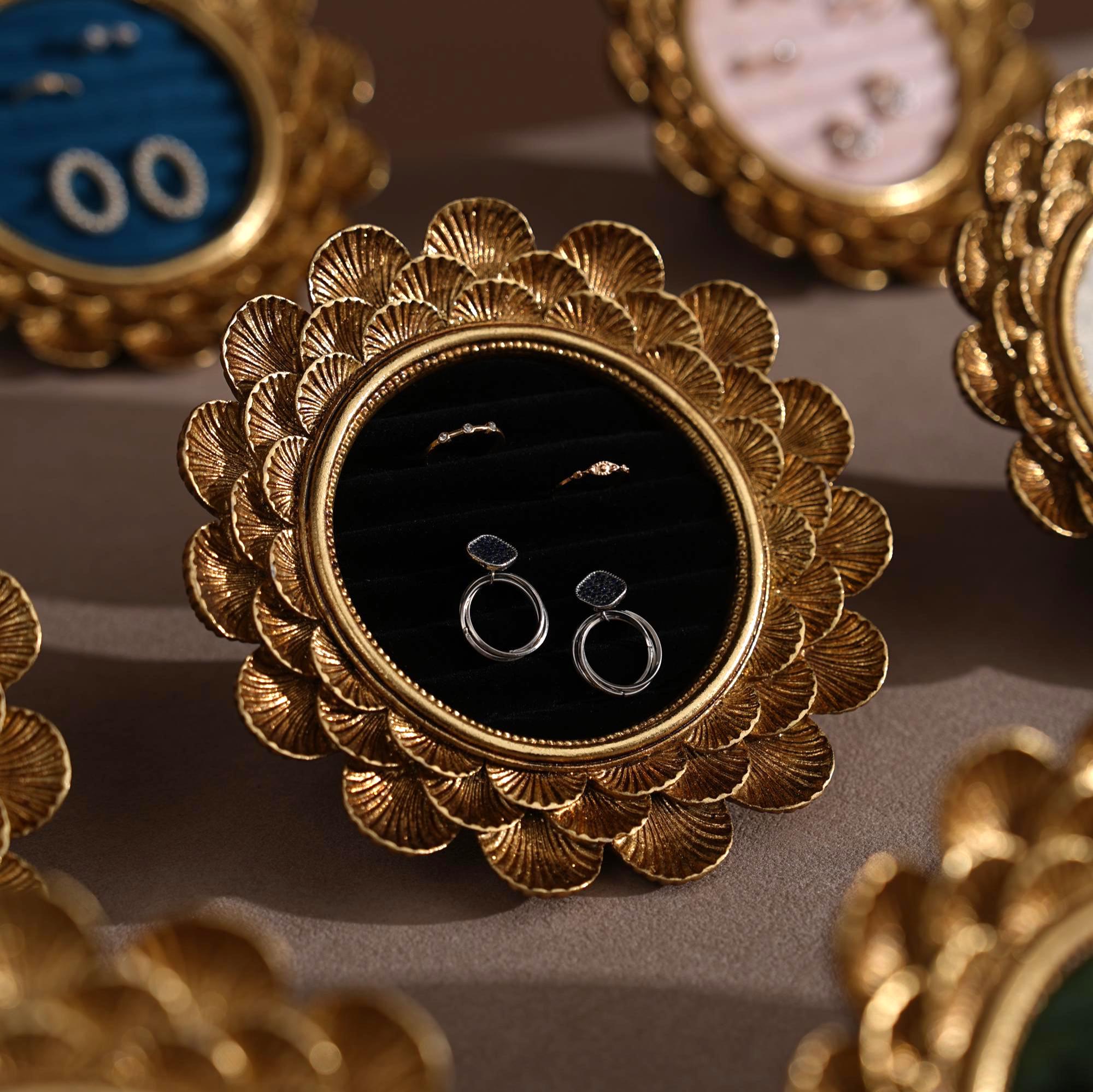 Gold Floral Ring and Earring Organizer