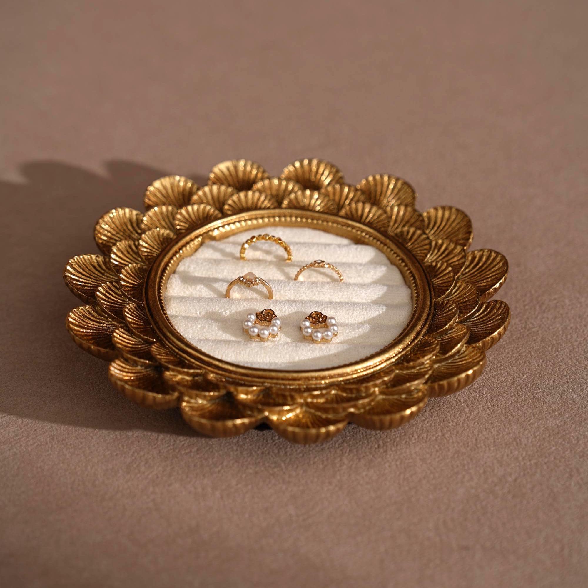 Gold Floral Ring and Earring Organizer