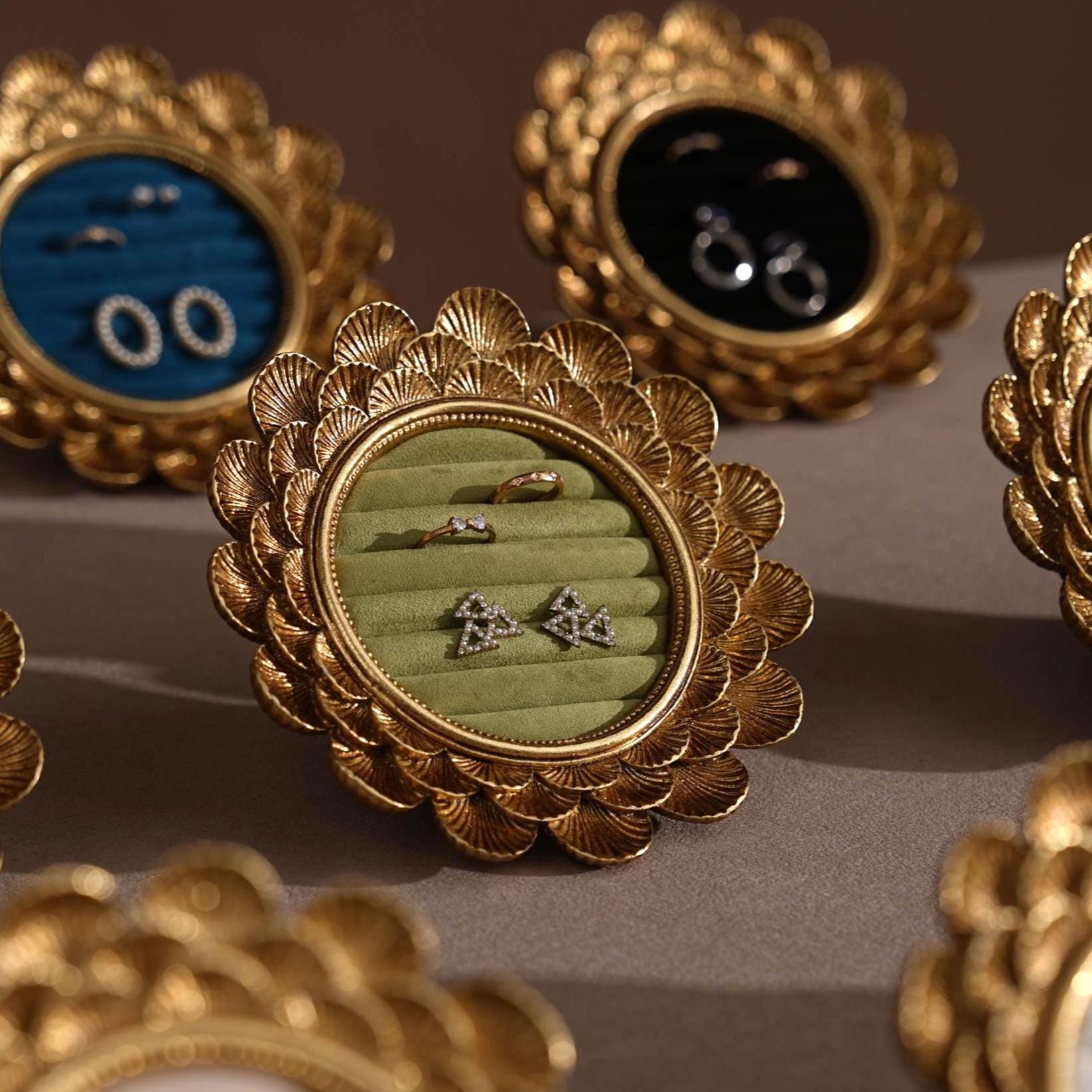 Gold Floral Ring and Earring Organizer