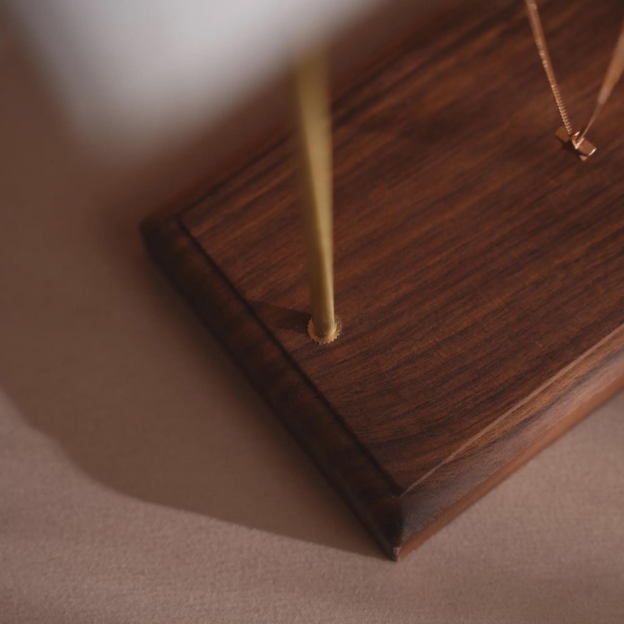 High-End Bracelet Stand with Brass Supports and Walnut Wood Base