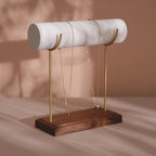 High-End Bracelet Stand with Brass Supports and Walnut Wood Base