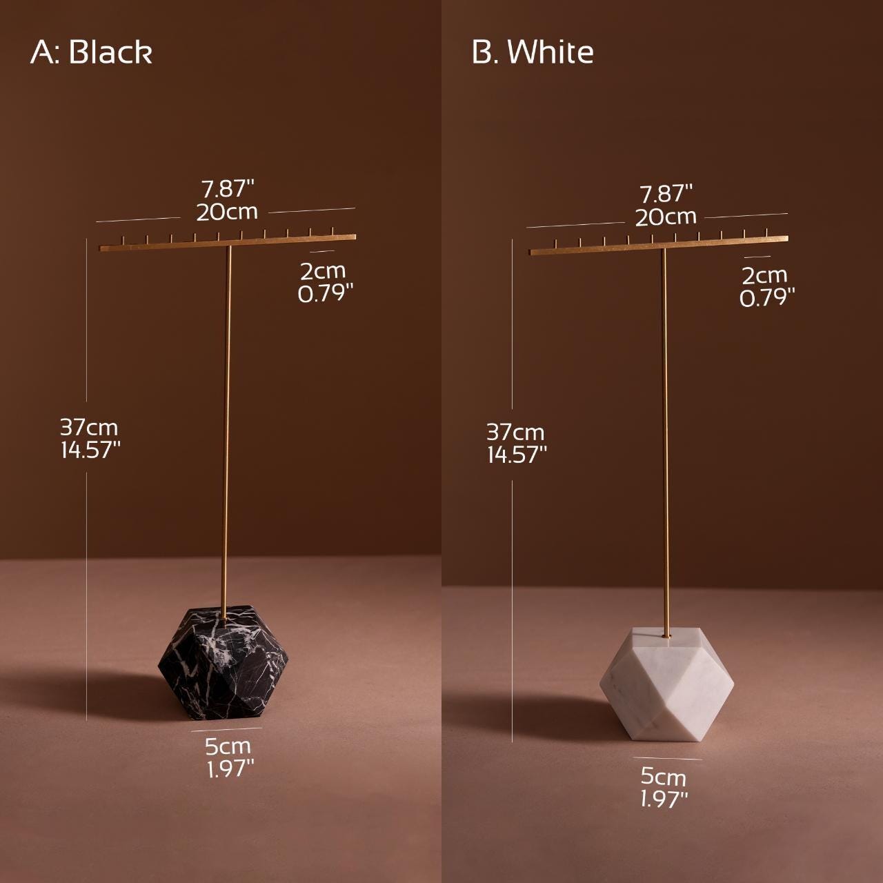 Marble Brass Jewelry Stand