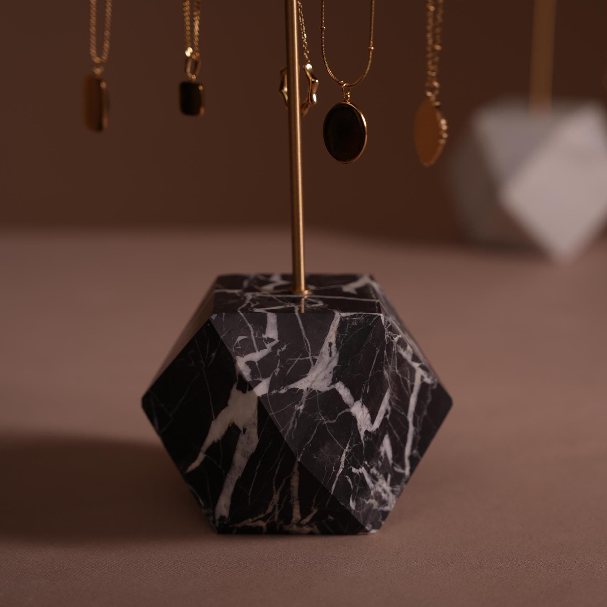 Marble Brass Jewelry Stand