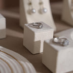Elegant White Vegan Suede Jewelry Dish & Tray Set | 17-Piece Boutique Display