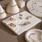 Elegant White Vegan Suede Jewelry Dish & Tray Set | 17-Piece Boutique Display