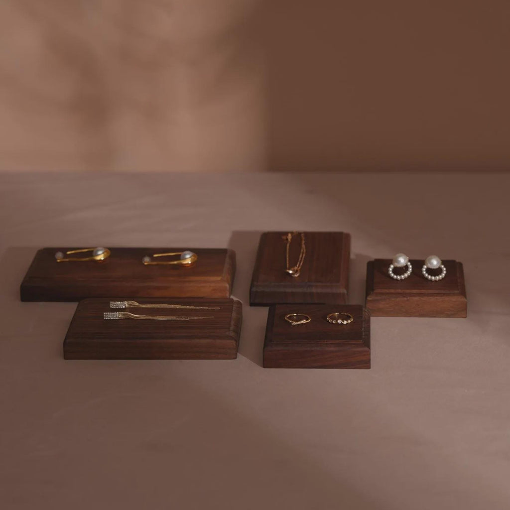 Minimalist Walnut Jewelry Display Dishes