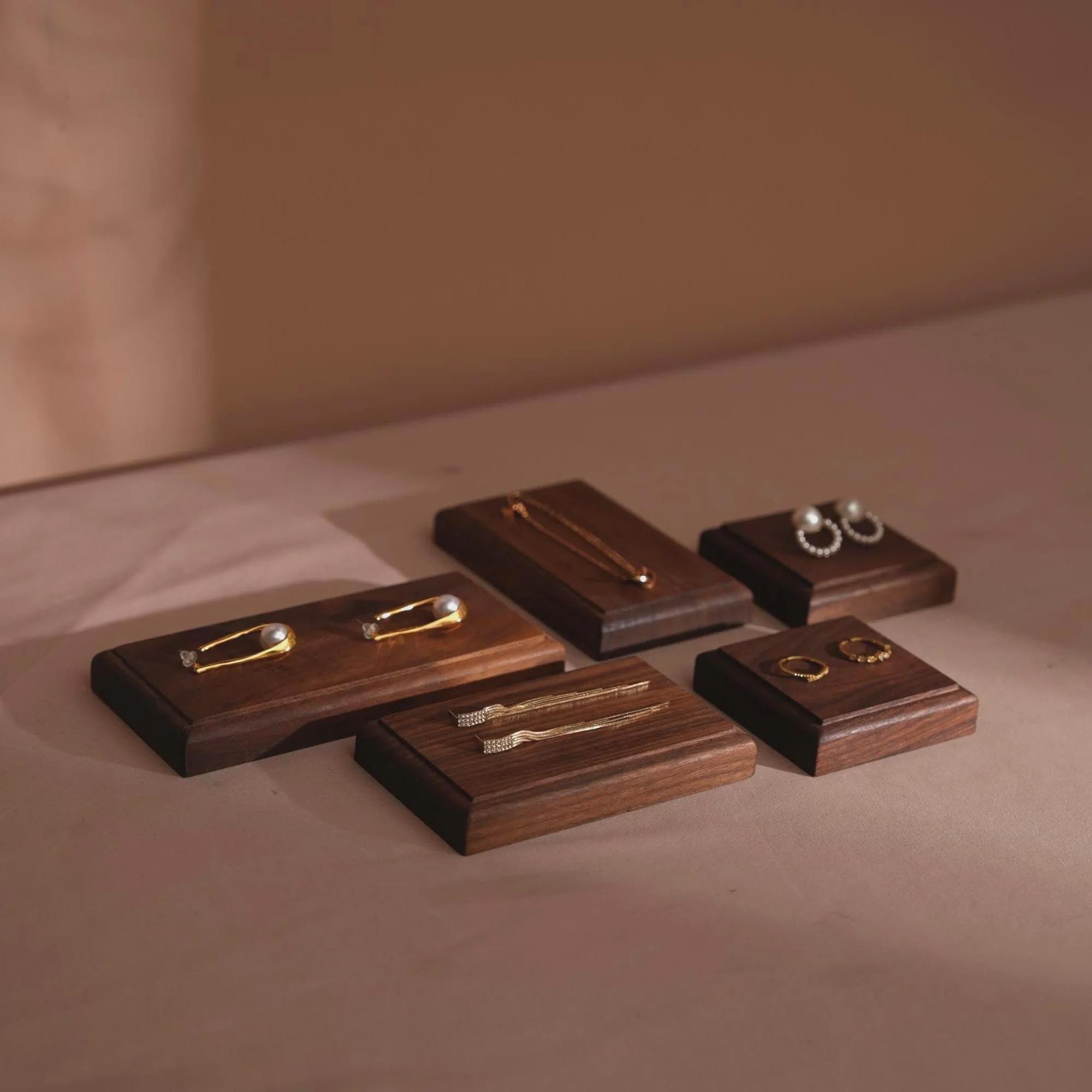 Minimalist Walnut Jewelry Display Dishes