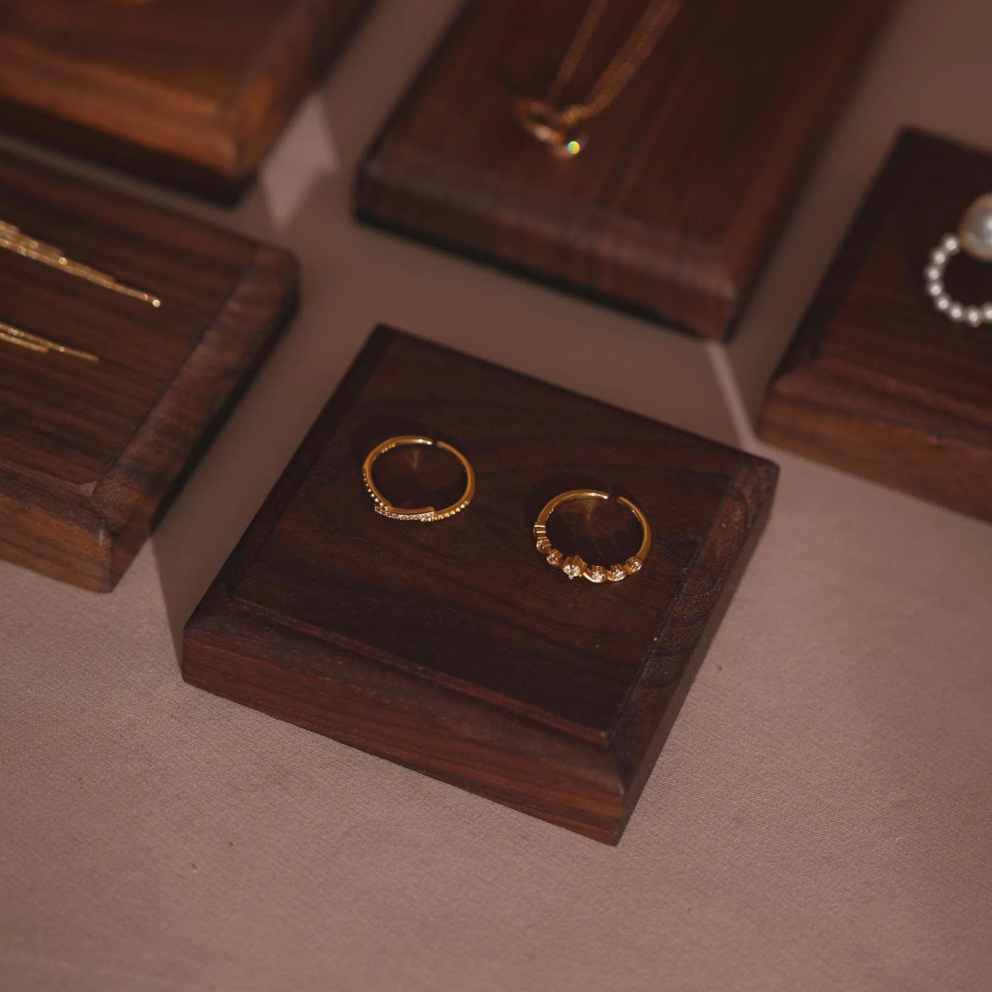 Minimalist Walnut Jewelry Display Dishes