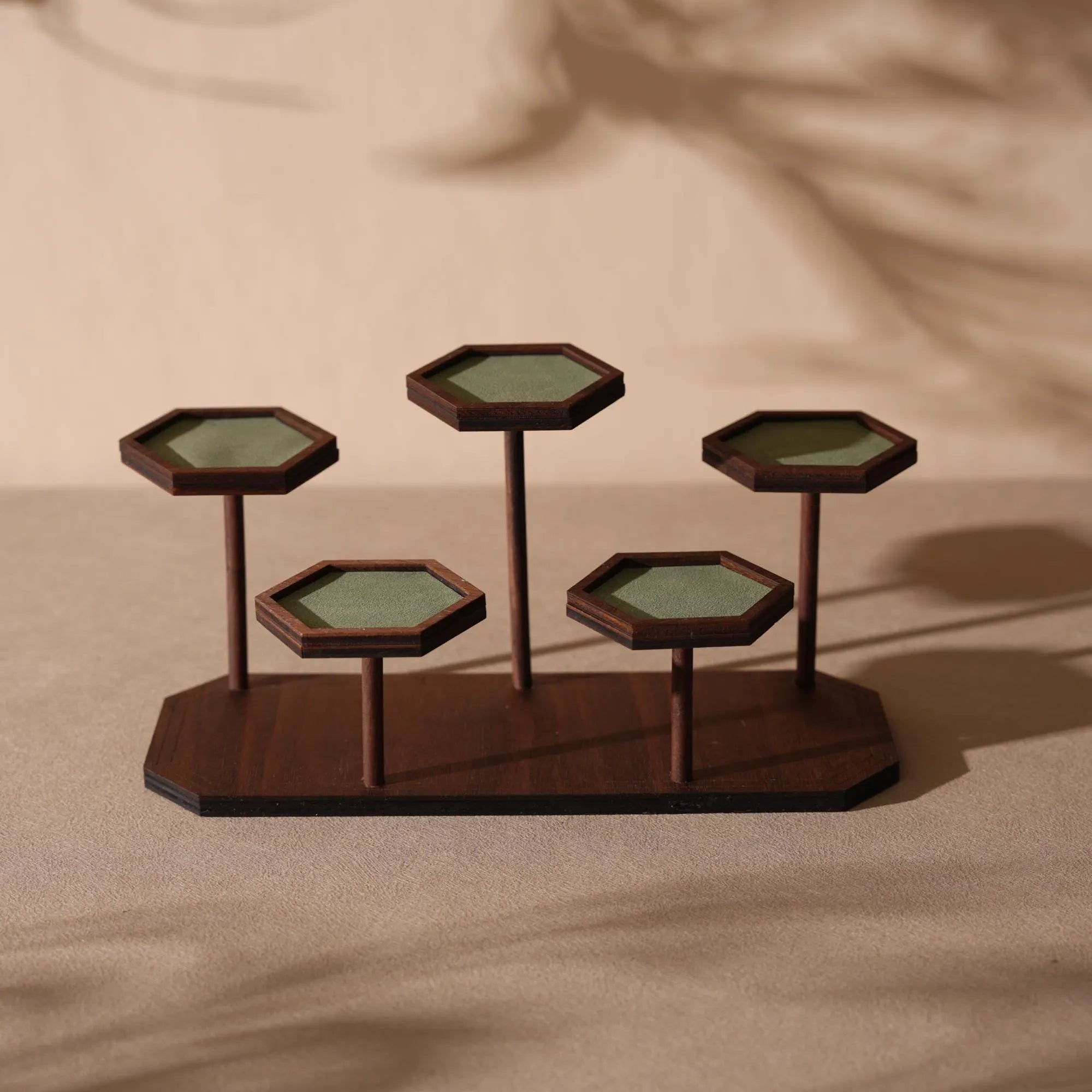 Walnut Veneer Jewelry Vendor Display Set (7-Piece) | 12 Colors