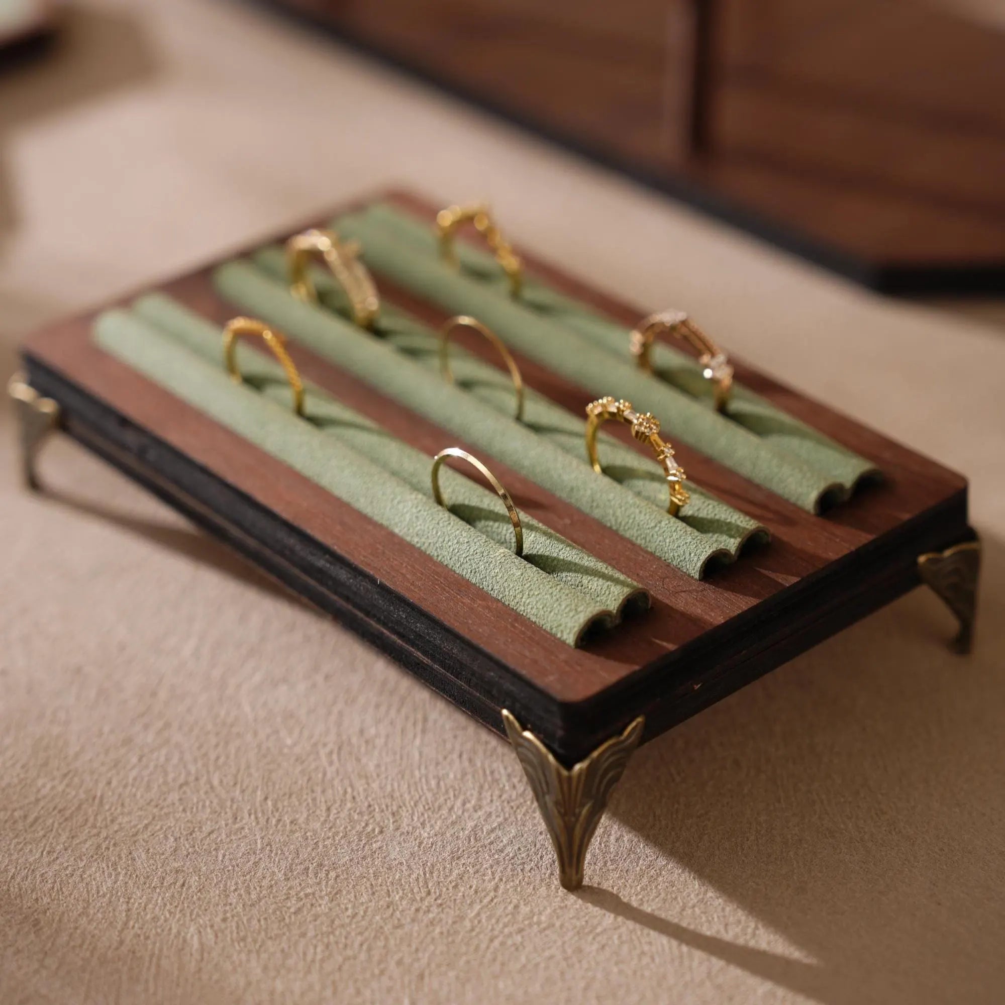 Walnut Veneer Jewelry Vendor Display Set (7-Piece) | 12 Colors