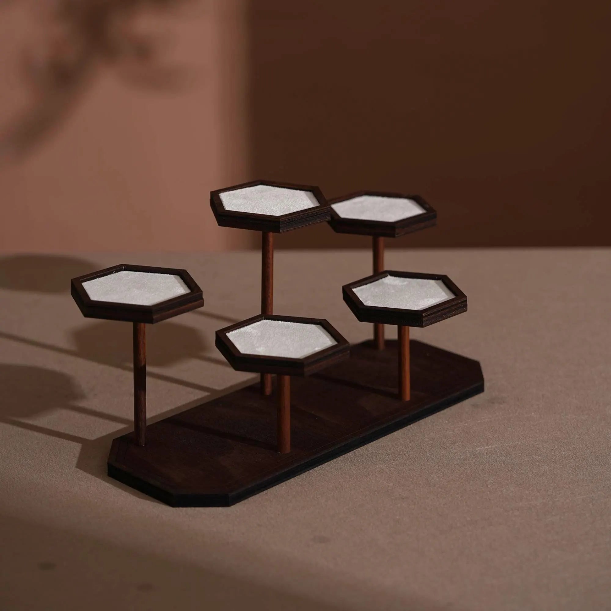 Walnut Veneer Jewelry Vendor Display Set (7-Piece) | 12 Colors