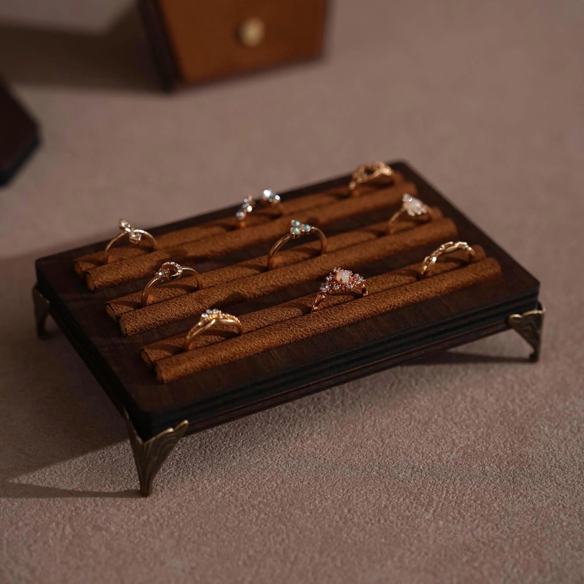 Walnut Veneer Jewelry Vendor Display Set (7-Piece) | 12 Colors